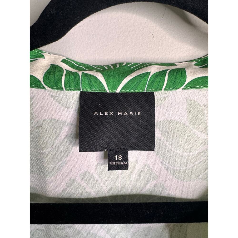 Alex Marie NWOT Green Tie Tropical Oasis Floral Print Mini Wren Dress - Size 18 - Picture 6 of 11